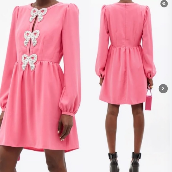 Saloni Camille Jeweled-bow Mini Dress Size 10 - Picture 6 of 13
